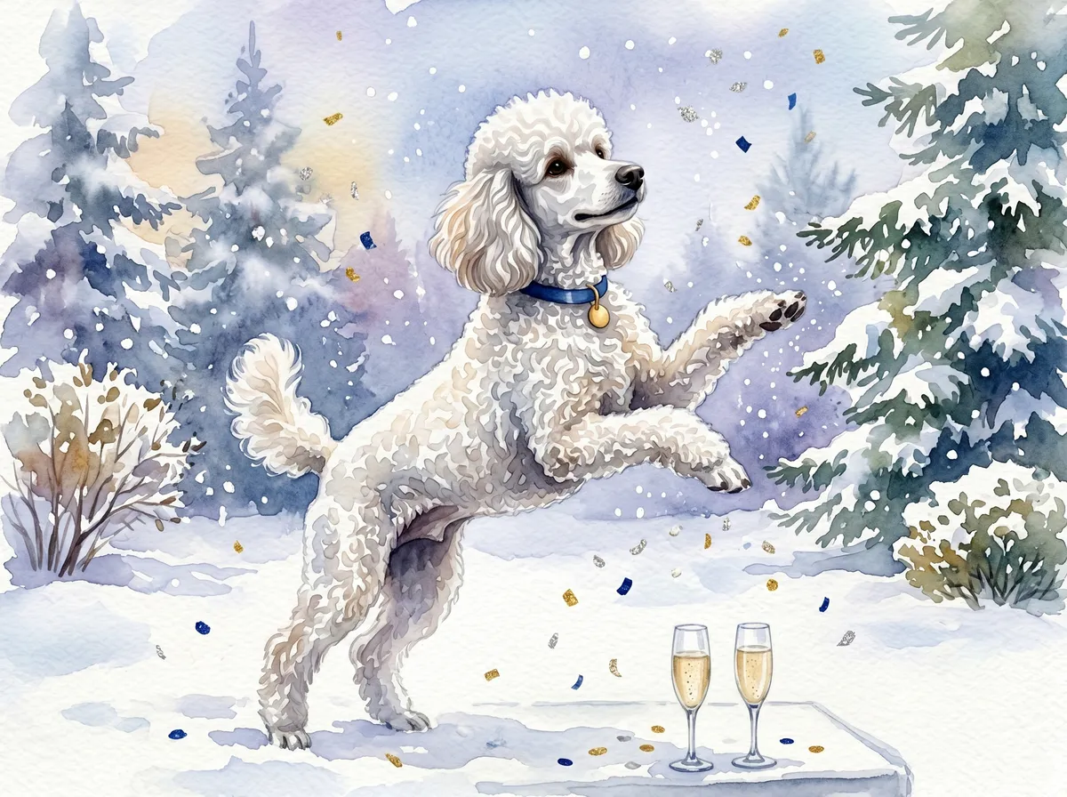 Poodle watercolor calendar month 1